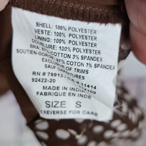 Motherhood Maternity Brown Polka Dot Chiffon Dress Bow Babydoll V-Neck Sundress - Picture 5 of 8